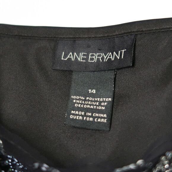 Lane Bryant Womens Tank Top Plus Size 14 Black Satin Embellished Goth Minimalist - Picture 3 of 7